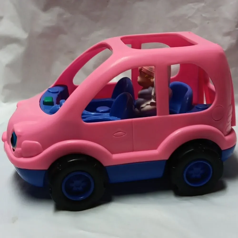 Fisher Price-Little People Pink and Blue Toy Car with Figures